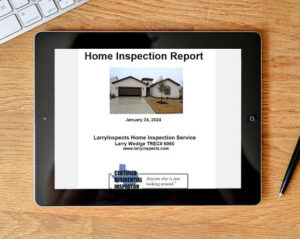 a tablet with a home inspection report