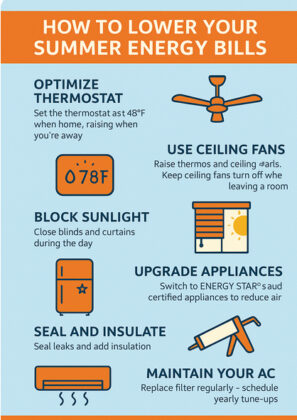 Infographic showing summer energy savings ideas